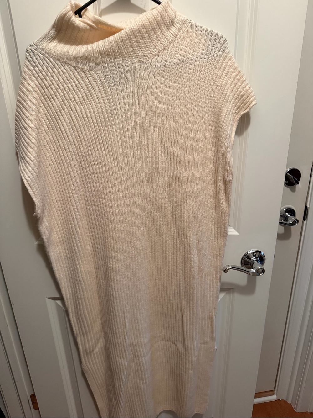 Polo by Ralph Lauren Cream Ribbed Sleeveless Turtleneck Dress